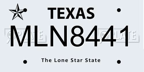 MLN8441 Texas License Plate