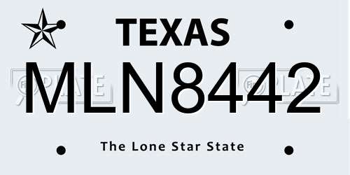 MLN8442 Texas License Plate
