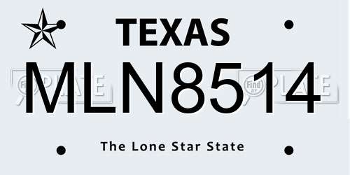 MLN8514 Texas License Plate