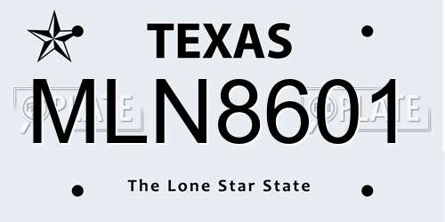 MLN8601 Texas License Plate