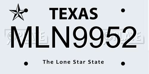 MLN9952 Texas License Plate