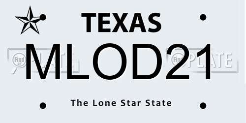 MLOD21 Texas License Plate