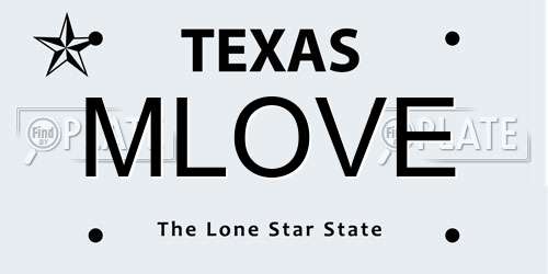MLOVE Texas License Plate