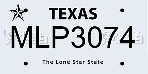 MLP3074 Texas License Plate