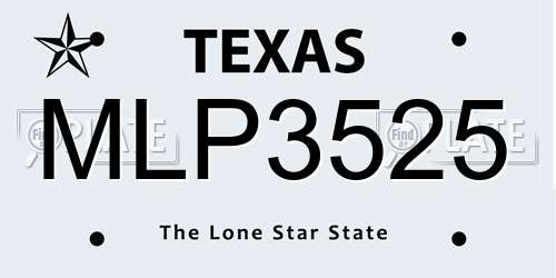 MLP3525 Texas License Plate