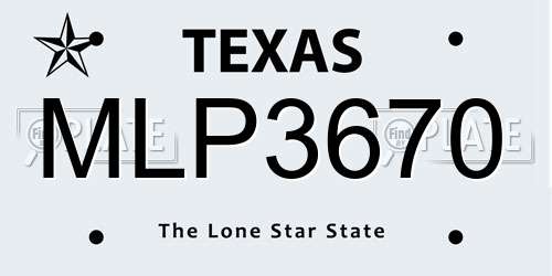 MLP3670 Texas License Plate