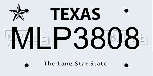 MLP3808 Texas License Plate