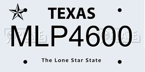 MLP4600 Texas License Plate