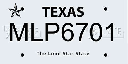 MLP6701 Texas License Plate