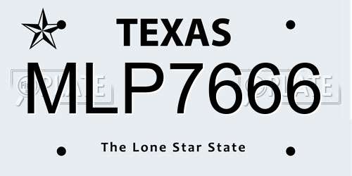 MLP7666 Texas License Plate