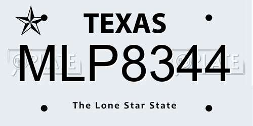 MLP8344 Texas License Plate