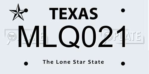 MLQ021 Texas License Plate