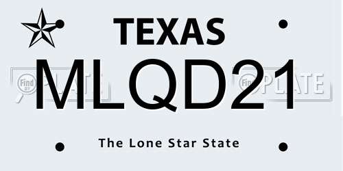 MLQD21 Texas License Plate