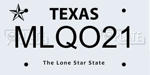MLQO21 Texas License Plate