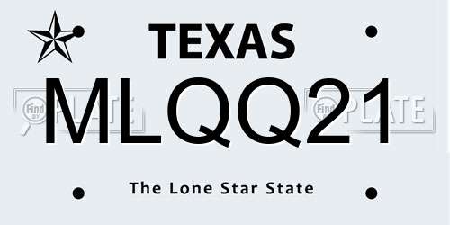 MLQQ21 Texas License Plate