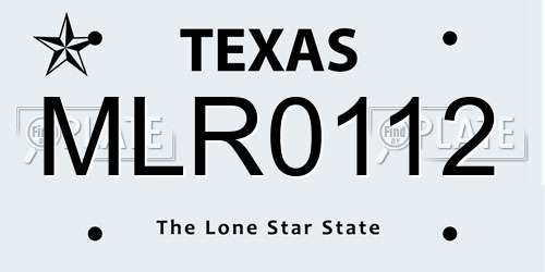 MLR0112 Texas License Plate