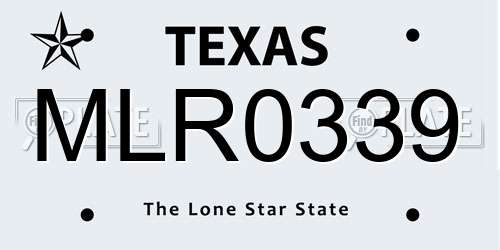 MLR0339 Texas License Plate