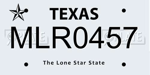MLR0457 Texas License Plate