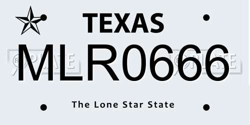 MLR0666 Texas License Plate