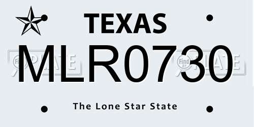 MLR0730 Texas License Plate