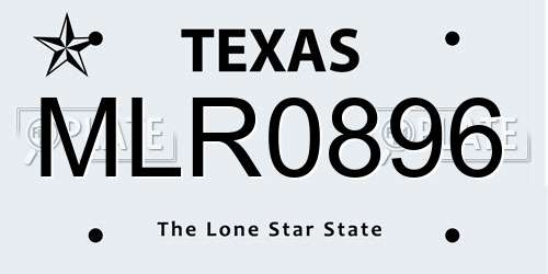 MLR0896 Texas License Plate