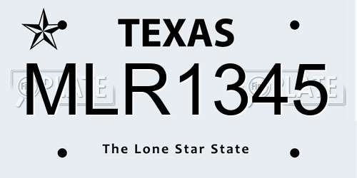MLR1345 Texas License Plate