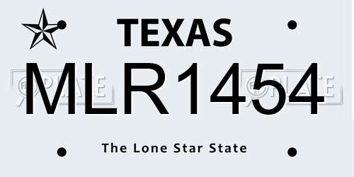 MLR1454 Texas License Plate