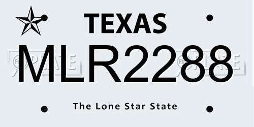 MLR2288 Texas License Plate