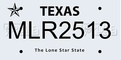 MLR2513 Texas License Plate