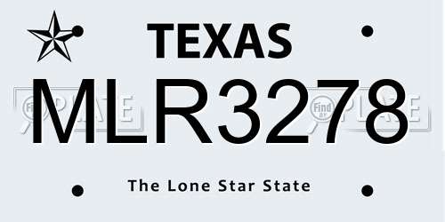 MLR3278 Texas License Plate