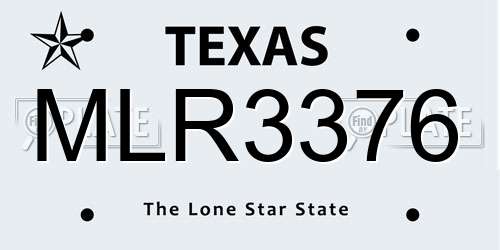 MLR3376 Texas License Plate