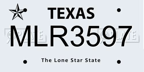 MLR3597 Texas License Plate