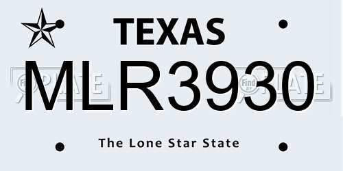 MLR3930 Texas License Plate