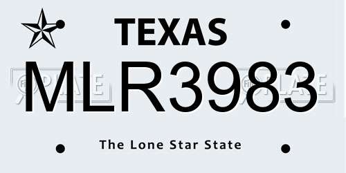 MLR3983 Texas License Plate