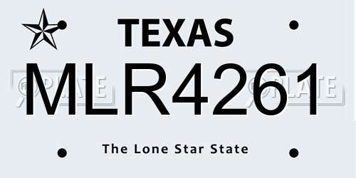 MLR4261 Texas License Plate
