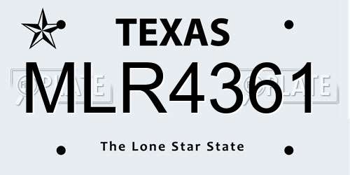 MLR4361 Texas License Plate