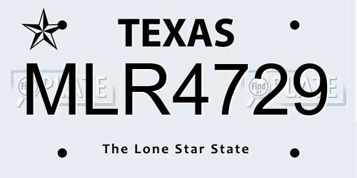MLR4729 Texas License Plate