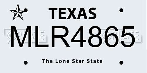 MLR4865 Texas License Plate
