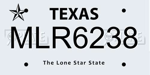 MLR6238 Texas License Plate