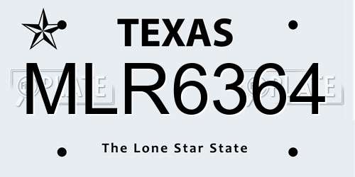 MLR6364 Texas License Plate