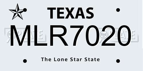 MLR7020 Texas License Plate
