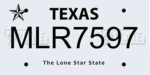 MLR7597 Texas License Plate