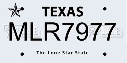 MLR7977 Texas License Plate