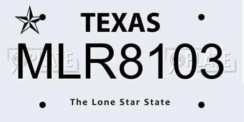 MLR8103 Texas License Plate