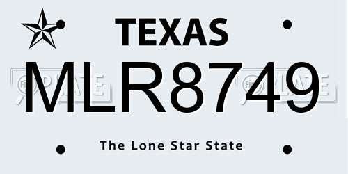 MLR8749 Texas License Plate
