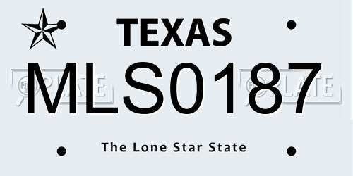 MLS0187 Texas License Plate