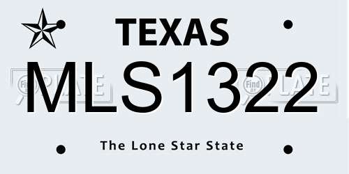 MLS1322 Texas License Plate