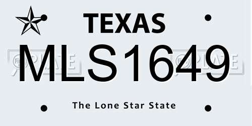 MLS1649 Texas License Plate