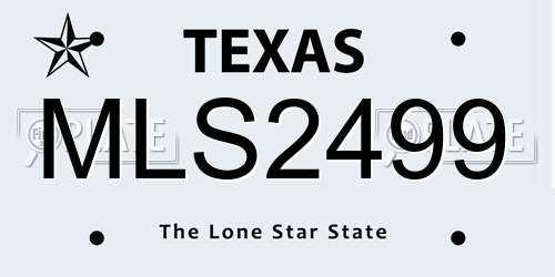 MLS2499 Texas License Plate