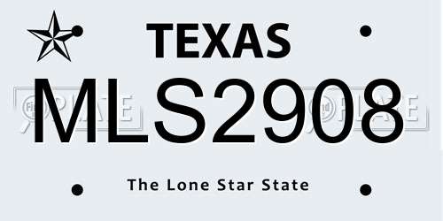 MLS2908 Texas License Plate